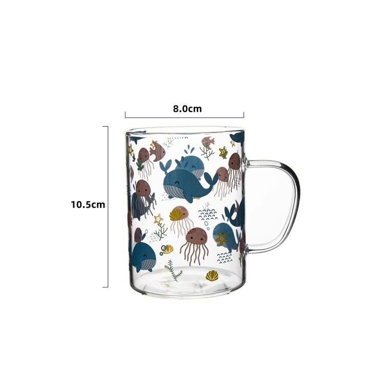 Single Wall Glass Cup Withe Decal